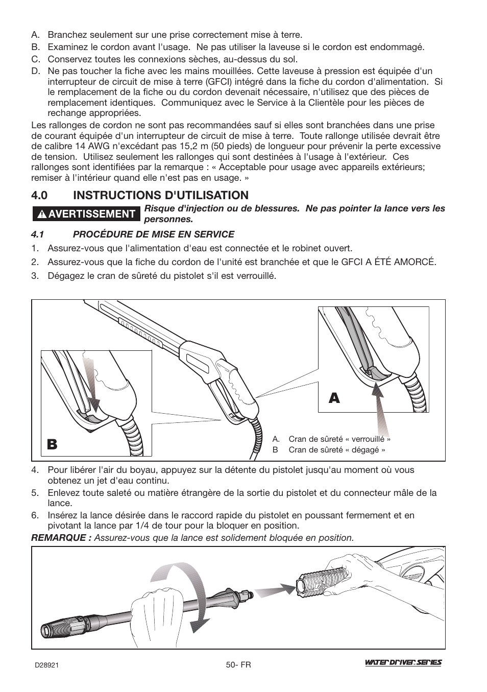 0 instructions d'utilisation | DeVillbiss Air Power Company Water Driver WD1600E User Manual | Page 50 / 60