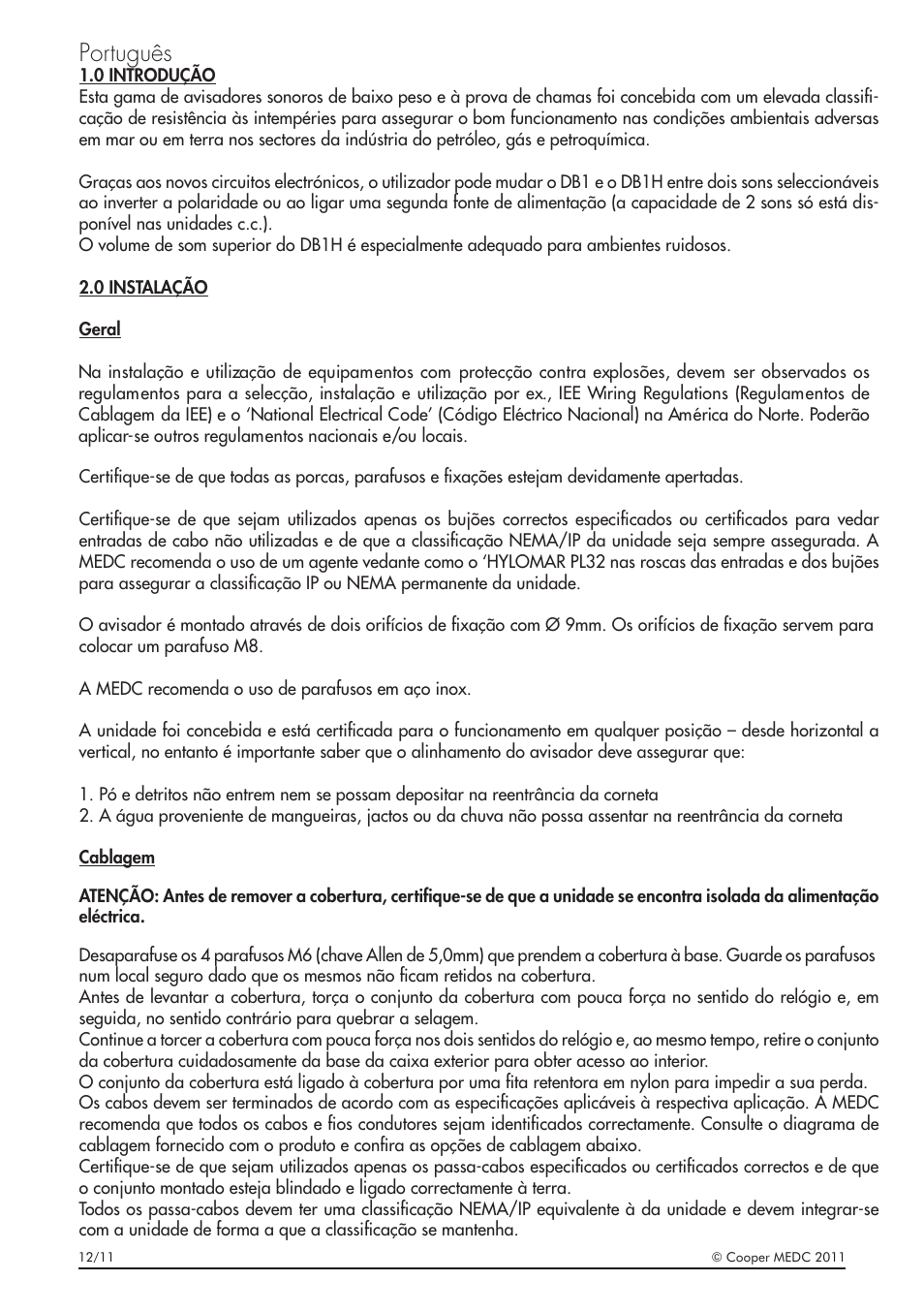 Português | MEDC DB1 User Manual | Page 16 / 20