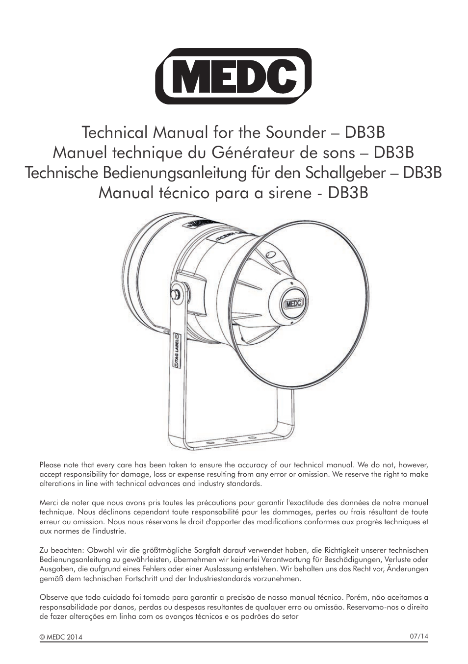 MEDC DB3B User Manual | 56 pages