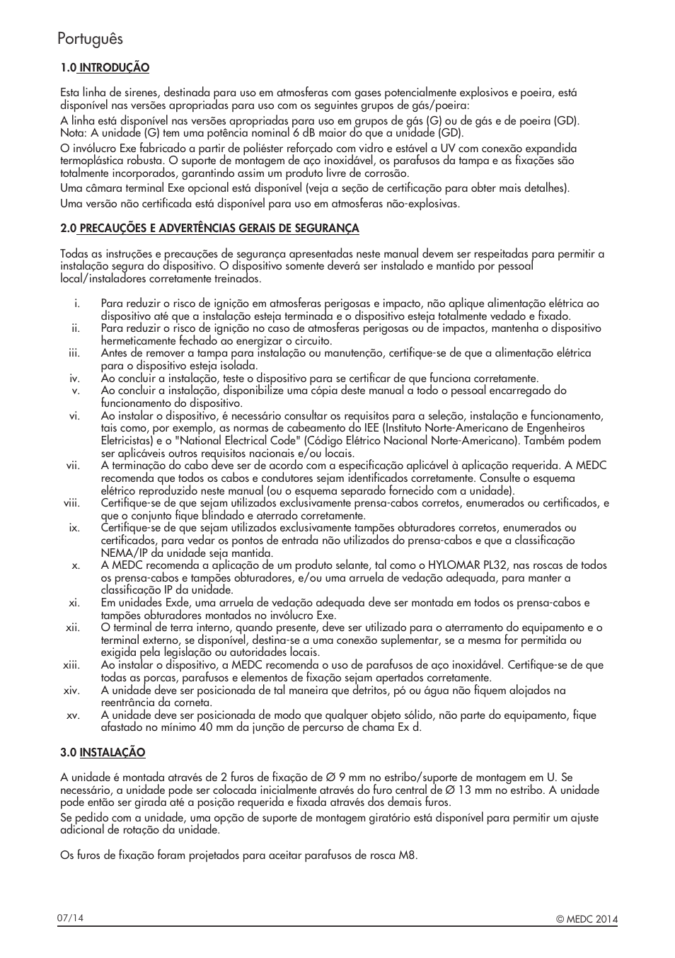 Português | MEDC DB3B User Manual | Page 42 / 56