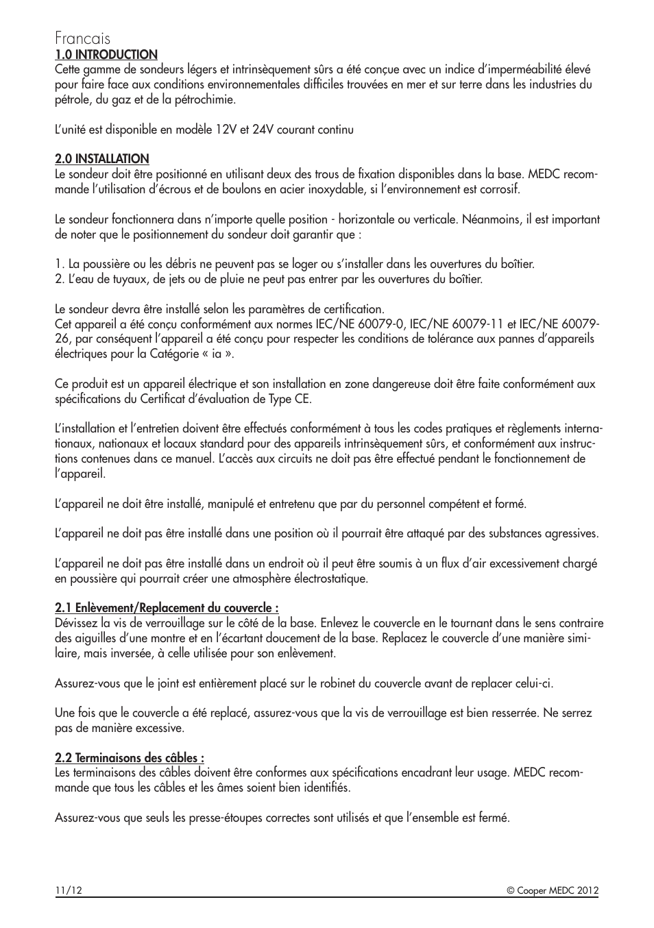 Francais | MEDC DB5 User Manual | Page 10 / 24