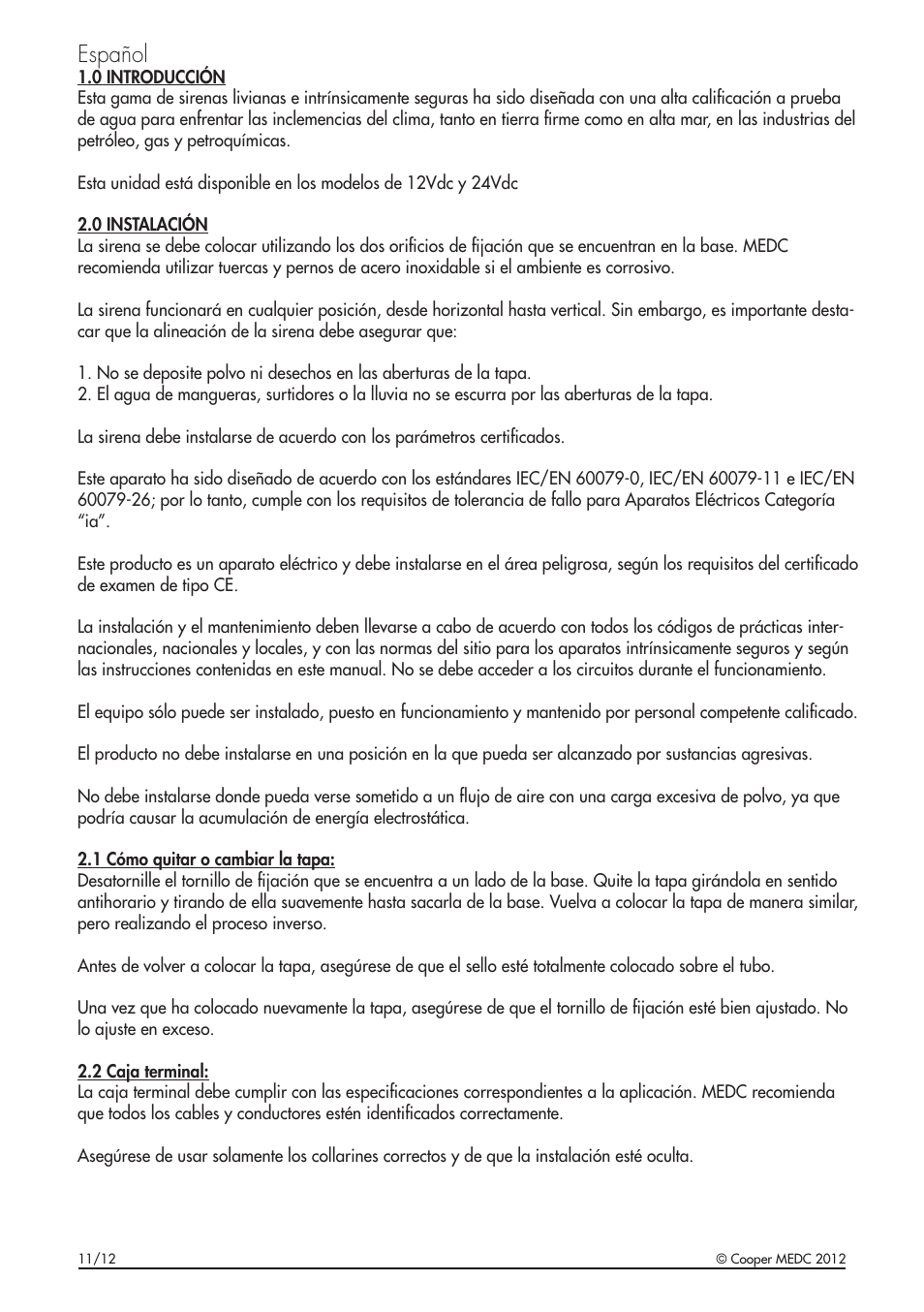 Español | MEDC DB5 User Manual | Page 16 / 24