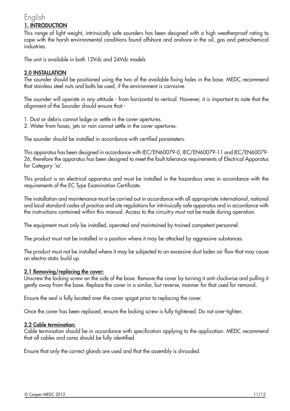 English | MEDC DB5 User Manual | Page 3 / 24