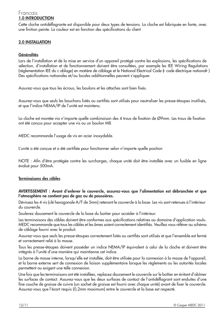 Francais | MEDC DB6 User Manual | Page 10 / 24