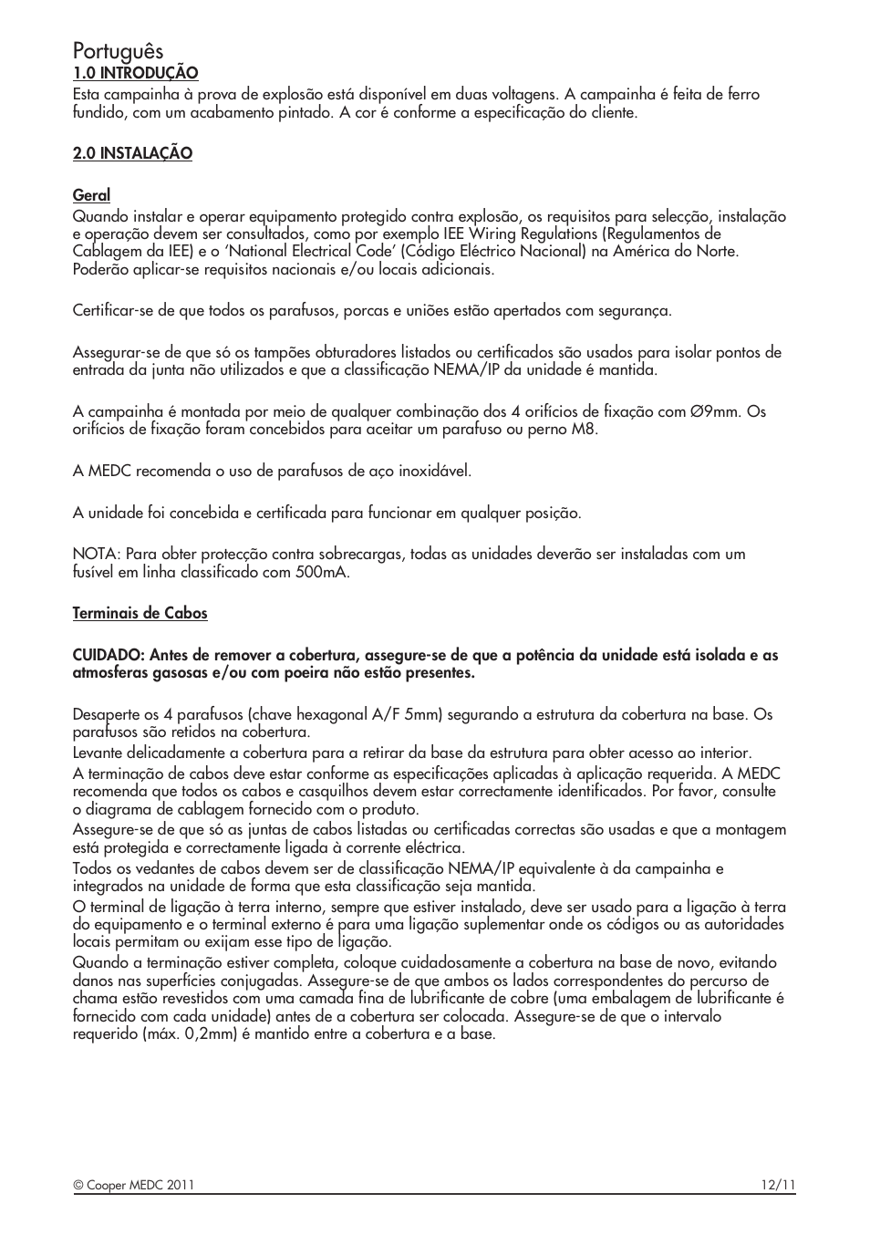 Português | MEDC DB6 User Manual | Page 19 / 24