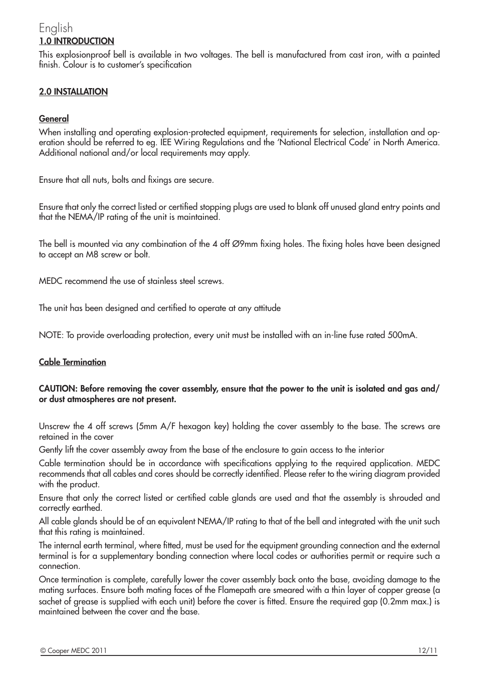 English | MEDC DB6 User Manual | Page 3 / 24