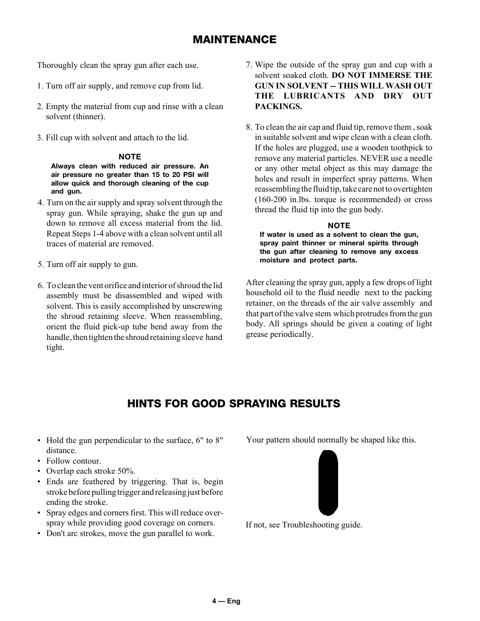 Hints for good spraying results maintenance | DeVillbiss Air Power Company SP-100-E User Manual | Page 4 / 8