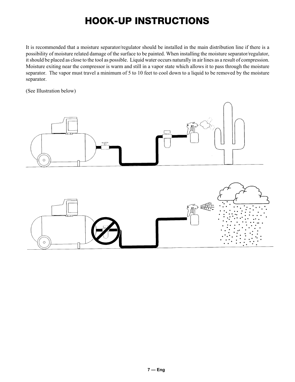 Hook-up instructions | DeVillbiss Air Power Company SP-100-E User Manual | Page 7 / 8