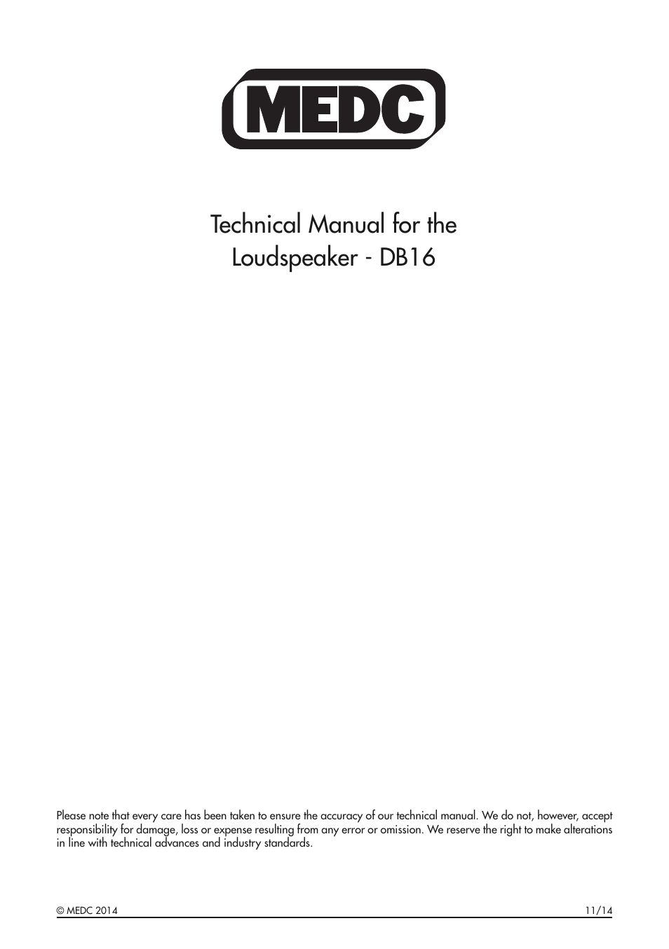 MEDC DB16 User Manual | 8 pages