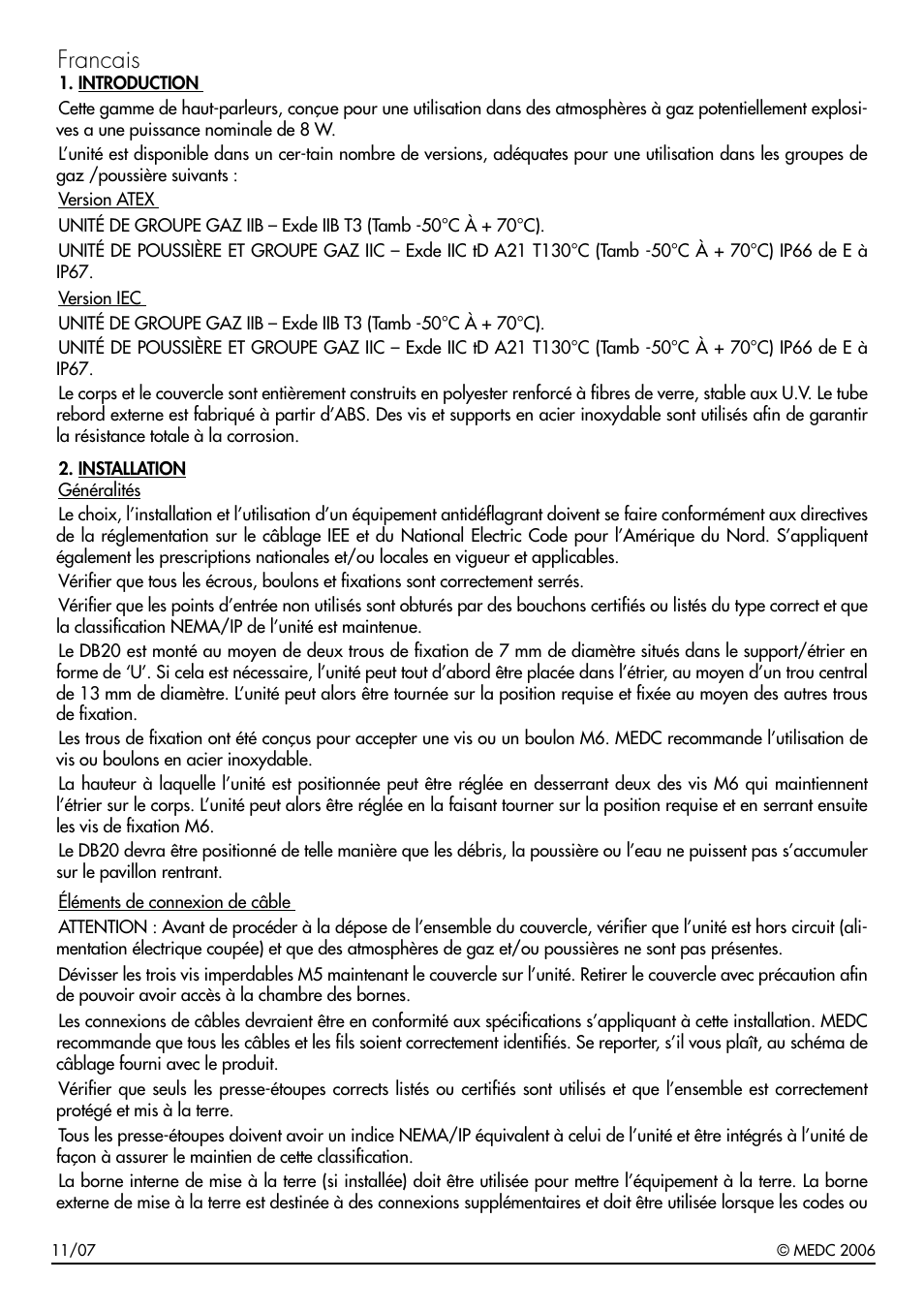 Francais | MEDC DB20 User Manual | Page 6 / 16