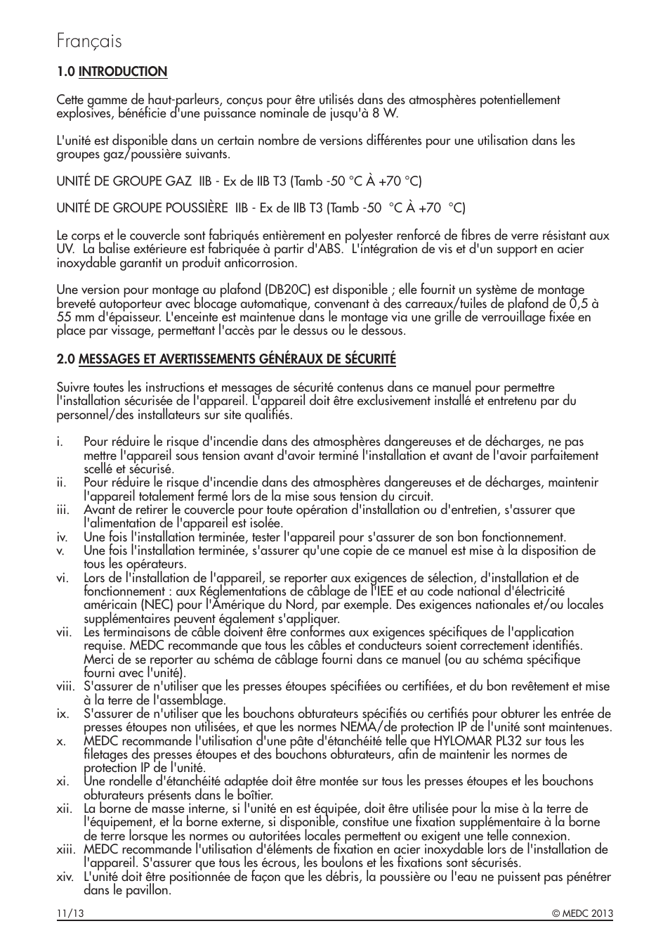Français | MEDC DB20C User Manual | Page 10 / 32