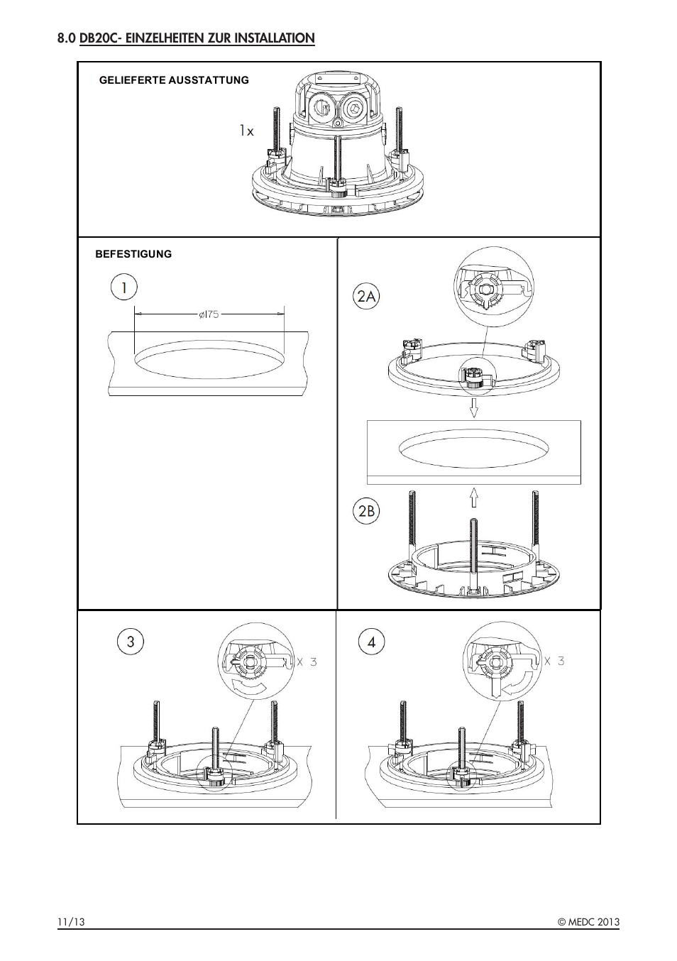 0 db20c- einzelheiten zur installation | MEDC DB20C User Manual | Page 22 / 32