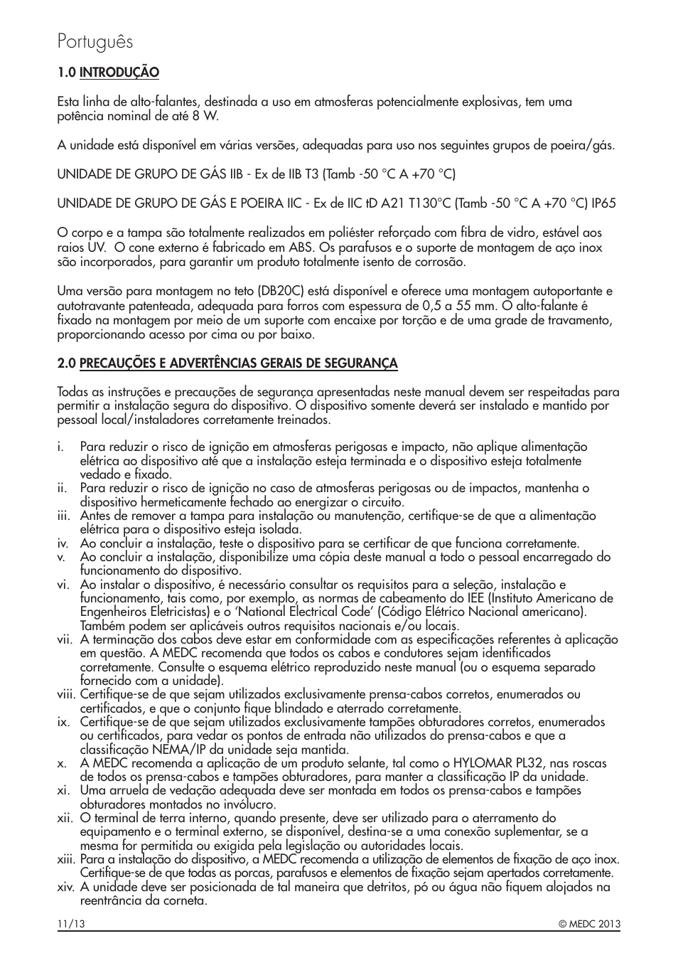 Português | MEDC DB20C User Manual | Page 24 / 32