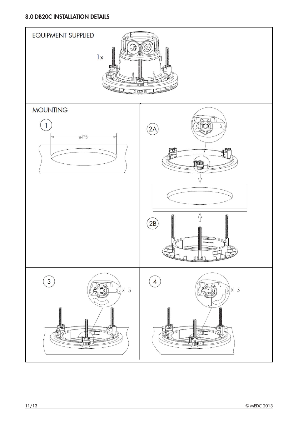 0 db20c installation details | MEDC DB20C User Manual | Page 8 / 32