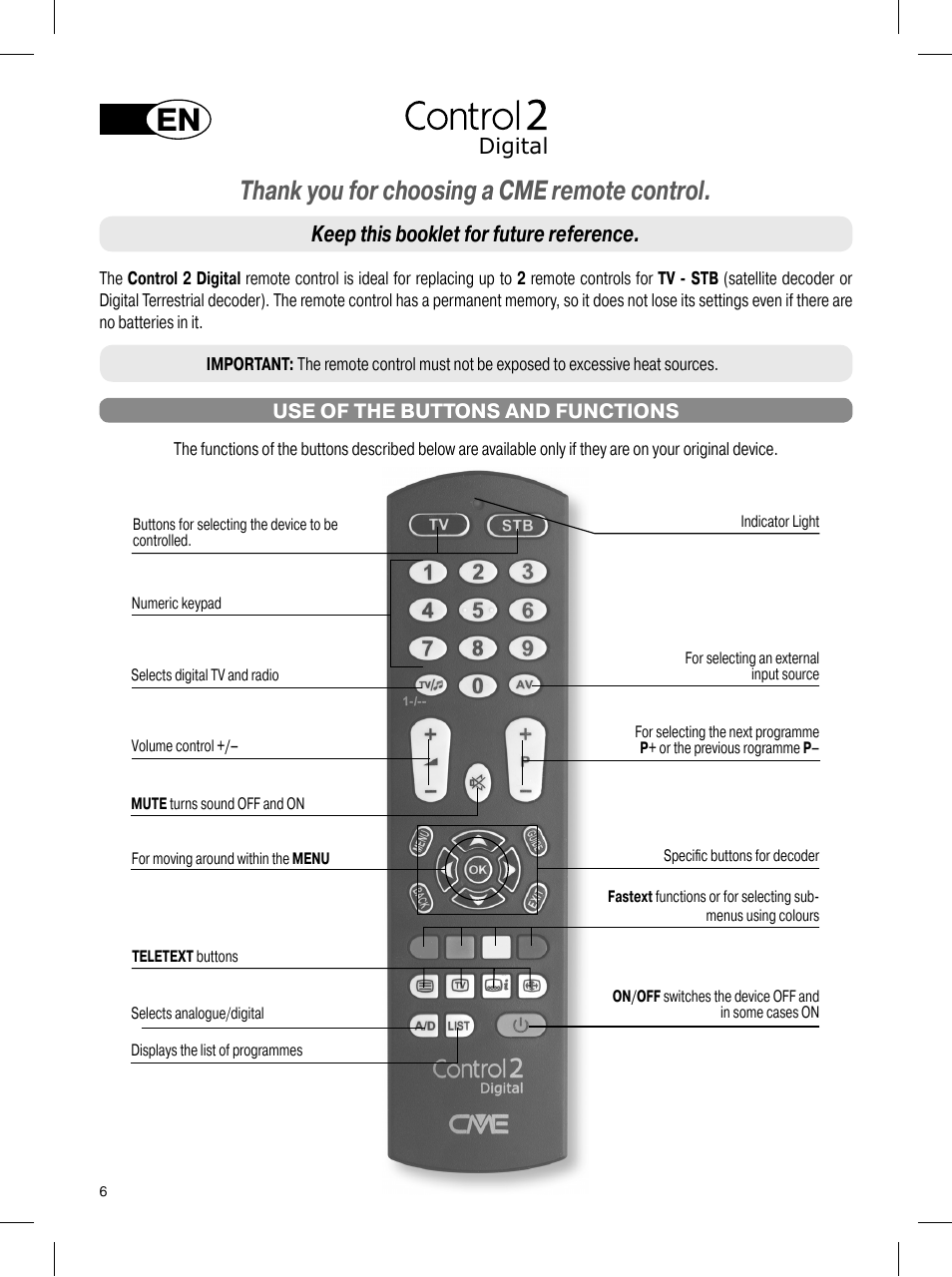 Meliconi Control 2 digital CME User Manual | 5 pages