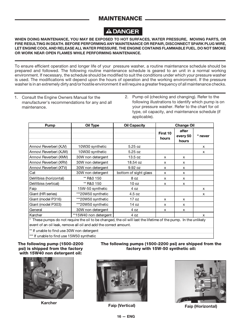 Maintenance | DeVillbiss Air Power Company D21684 User Manual | Page 16 / 24