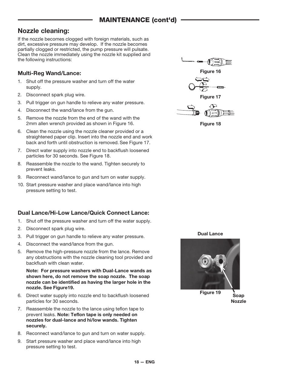 Maintenance (cont'd) nozzle cleaning | DeVillbiss Air Power Company D21684 User Manual | Page 18 / 24