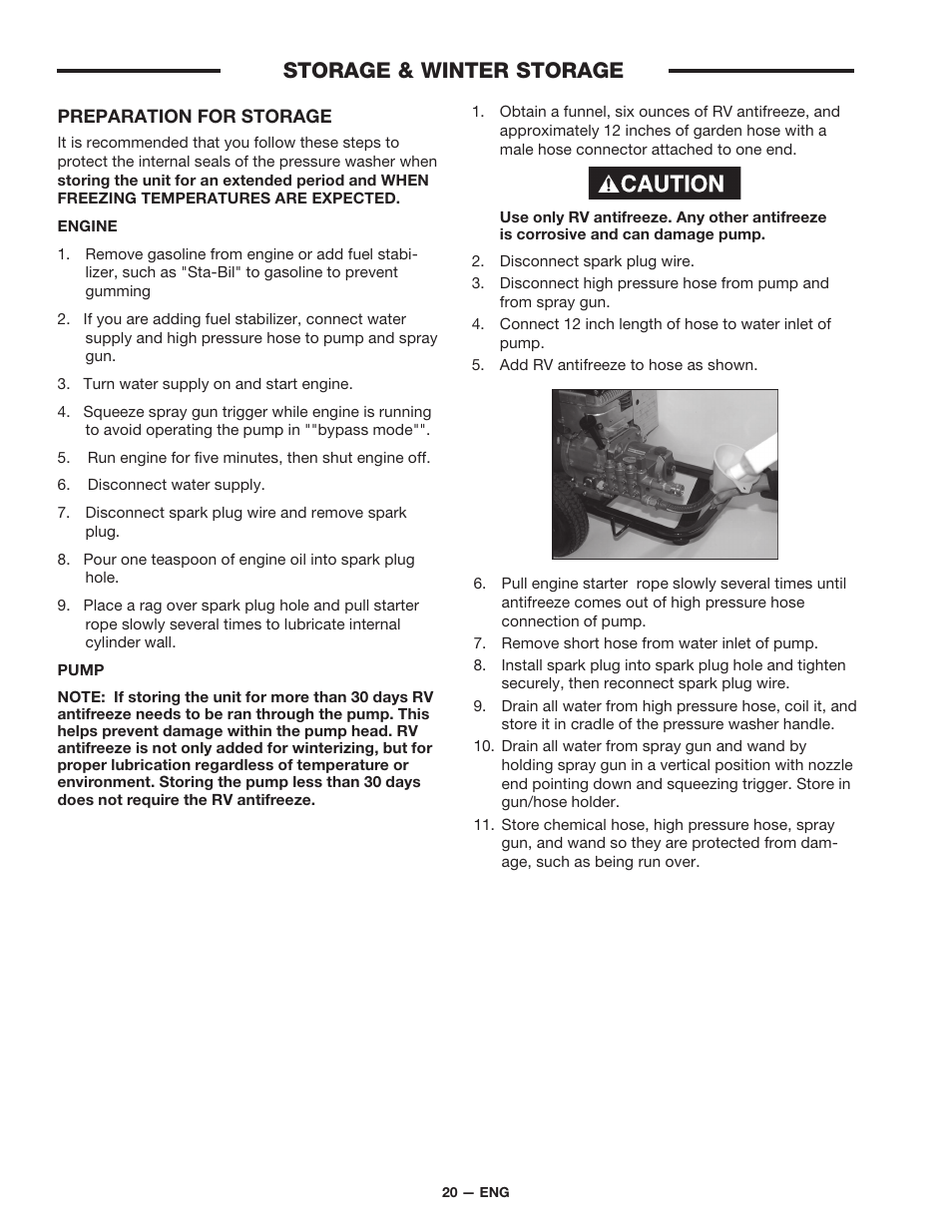 Storage & winter storage | DeVillbiss Air Power Company D21684 User Manual | Page 20 / 24