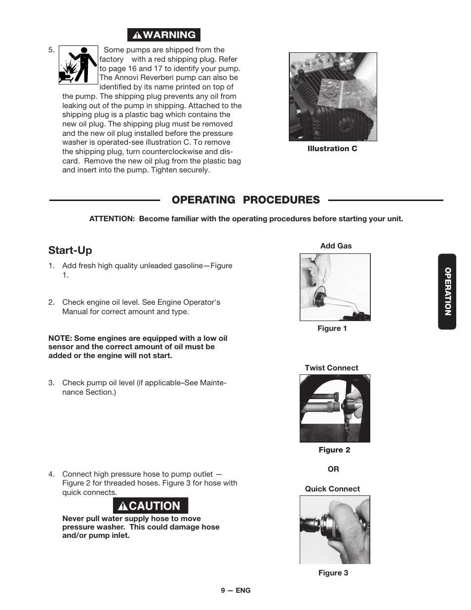 Operating procedures, Start-up | DeVillbiss Air Power Company D21684 User Manual | Page 9 / 24