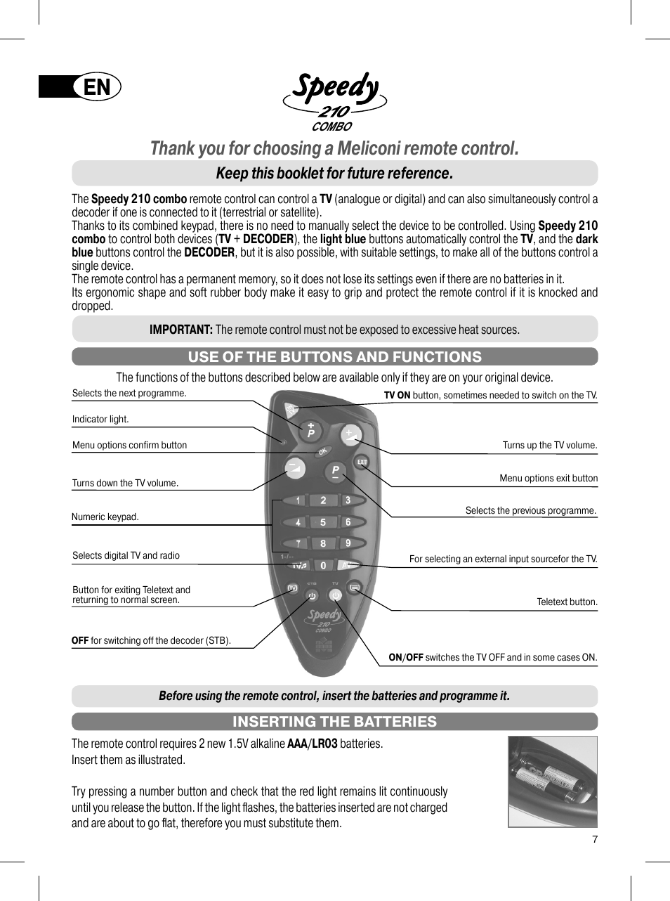 Meliconi Speedy 210 combo User Manual | 6 pages