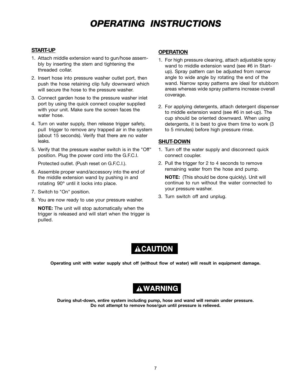 Operating instructions | DeVillbiss Air Power Company W1217 User Manual | Page 7 / 12