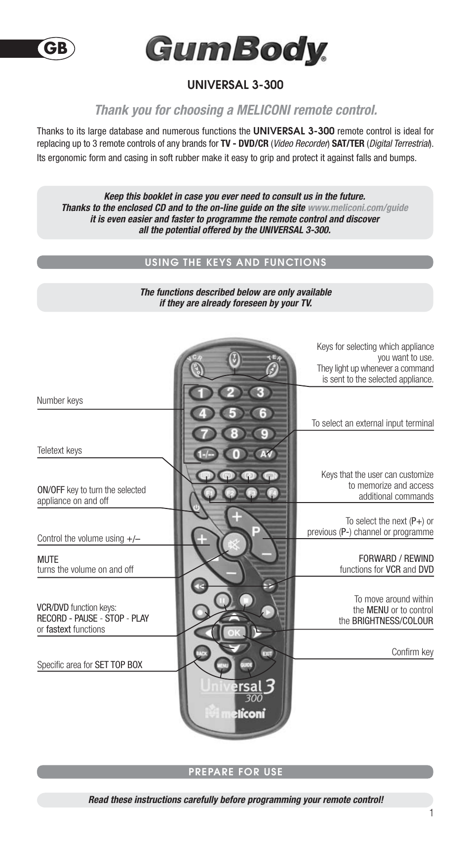 Meliconi GumBody Universal 3-300 User Manual | 5 pages