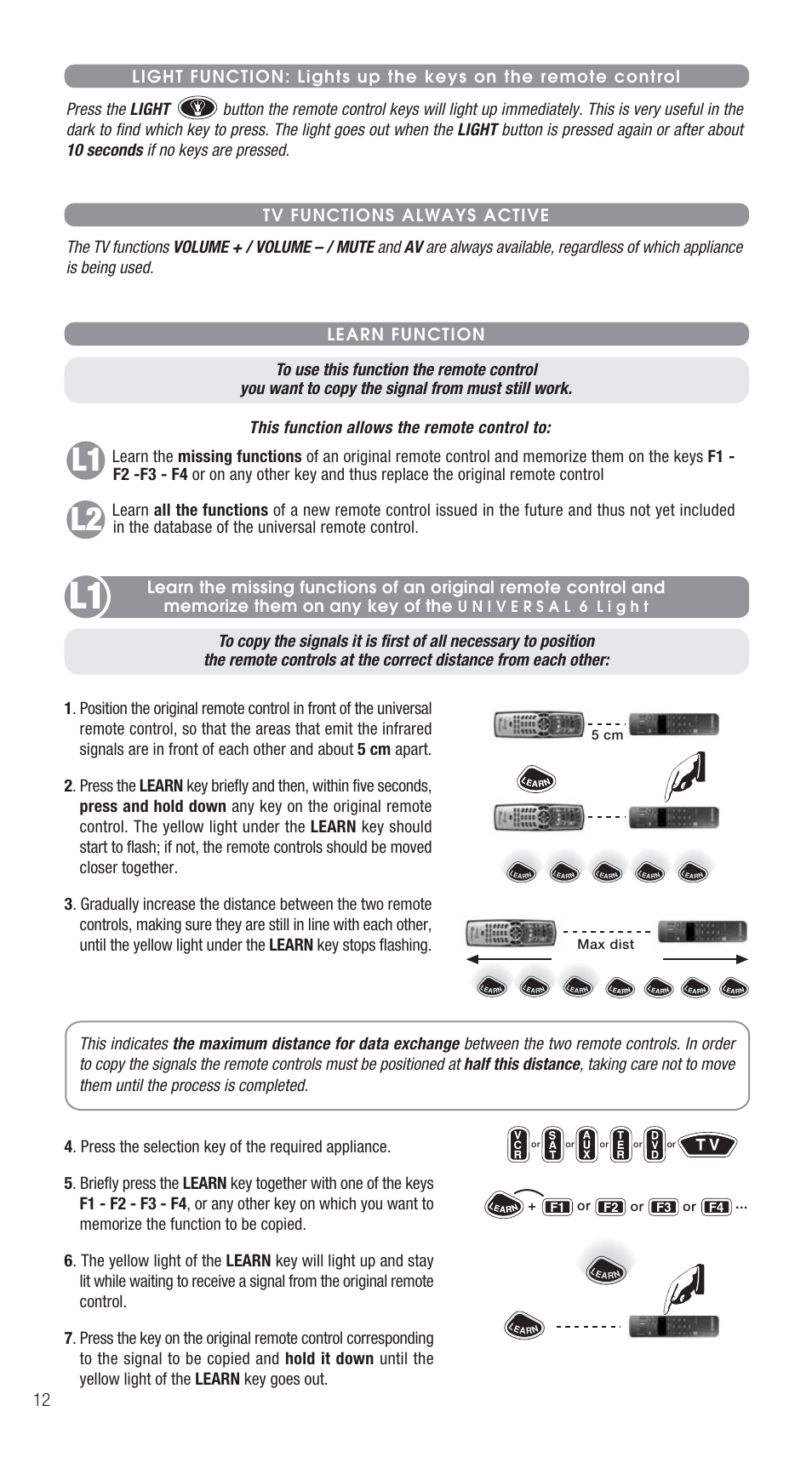 L1 l2 | Meliconi Gumbody Universal 6 Light User Manual | Page 5 / 7