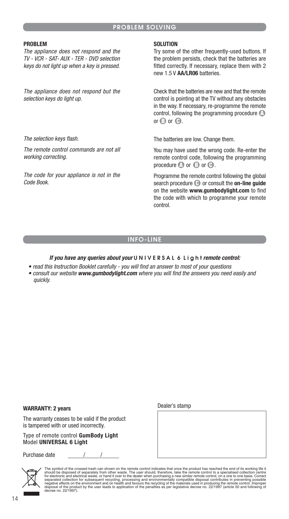 Meliconi Gumbody Universal 6 Light User Manual | Page 7 / 7