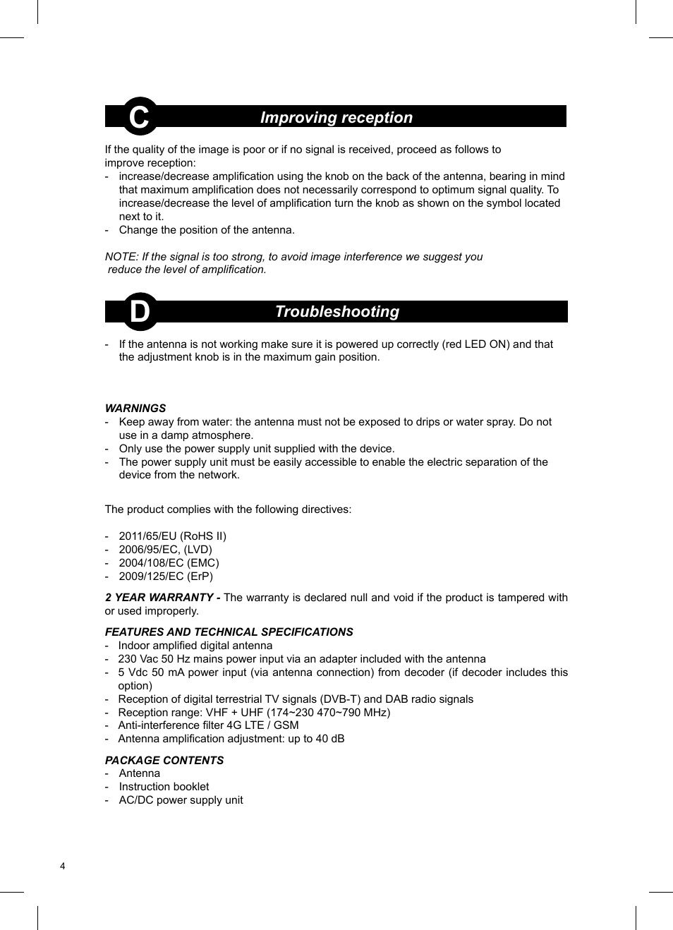 Meliconi AD 40 Sail User Manual | Page 3 / 3