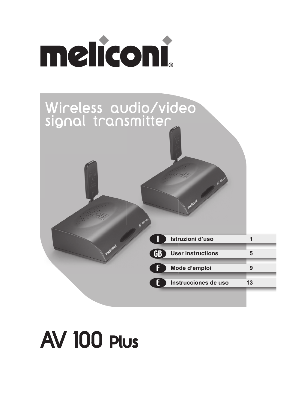 Meliconi AV100 Plus User Manual | 20 pages