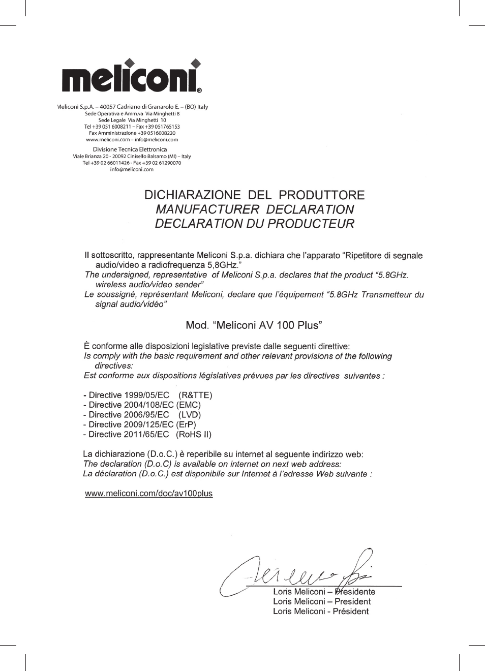 Meliconi AV100 Plus User Manual | Page 19 / 20