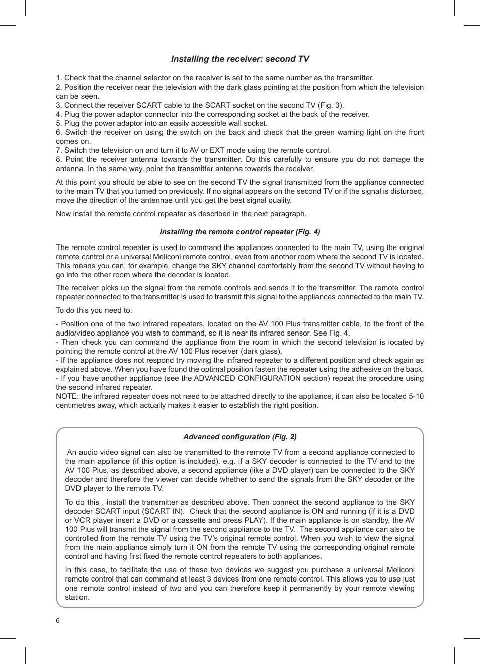 Meliconi AV100 Plus User Manual | Page 8 / 20