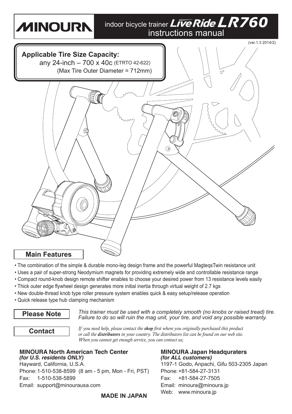 MINOURA LiveRide　LR760 User Manual | 8 pages