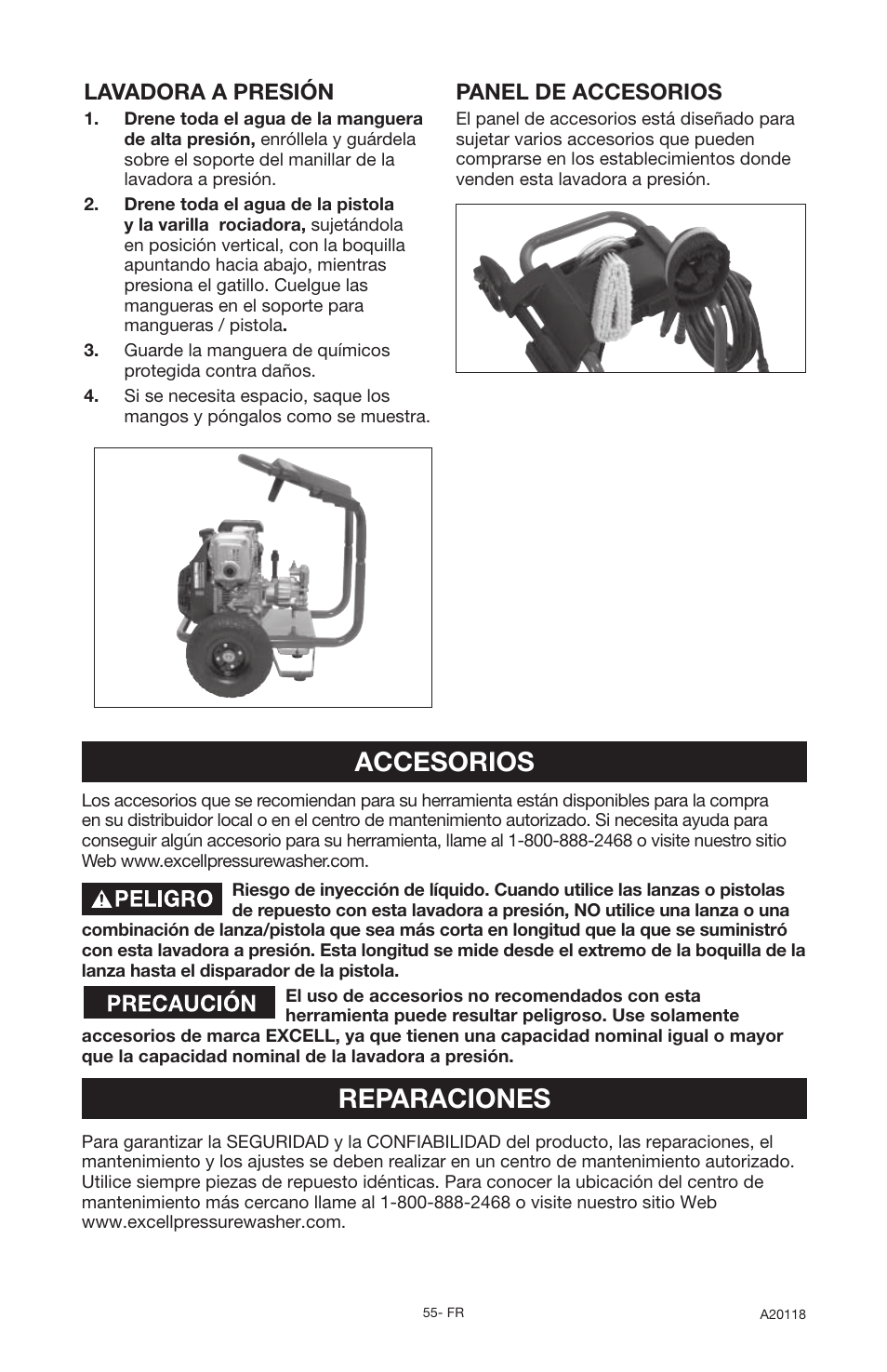 Accesorios, Reparaciones | DeVillbiss Air Power Company Excell A20118 User Manual | Page 55 / 60