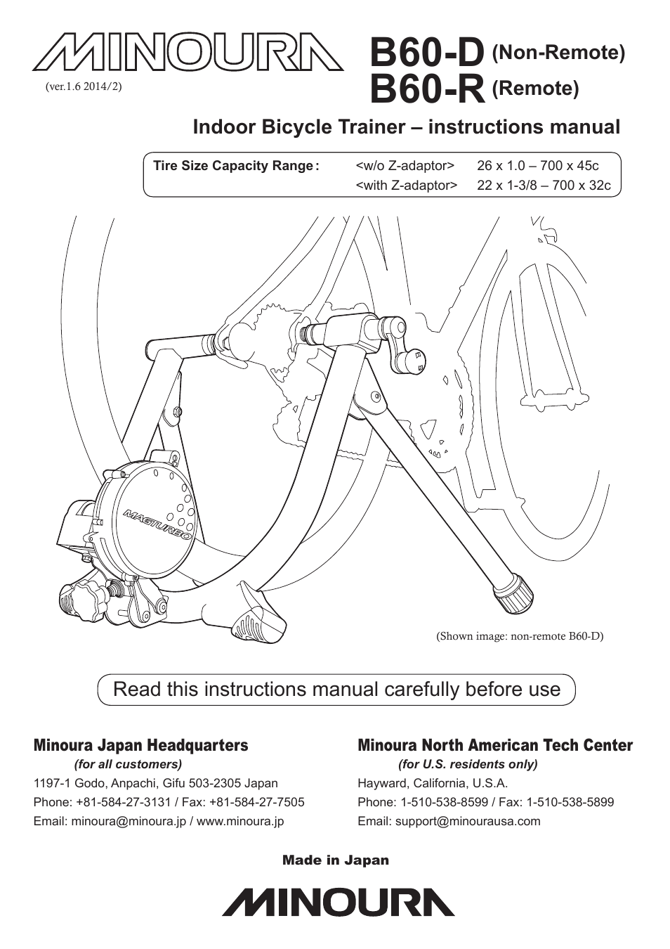 MINOURA B60-R / B60-D User Manual | 8 pages