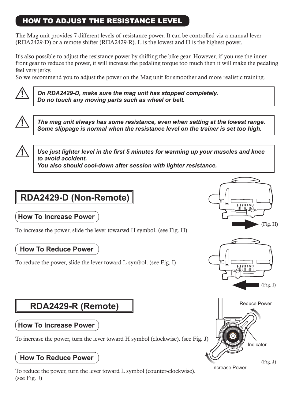 Rda2429-d (non-remote), Rda2429-r (remote) | MINOURA RDA2429 User Manual | Page 6 / 8