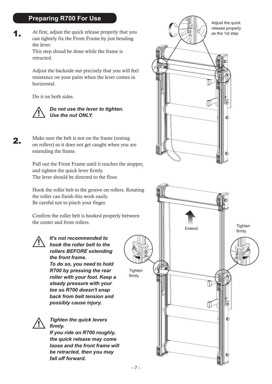 Preparing r700 for use | MINOURA LiveRoll R700 User Manual | Page 7 / 8