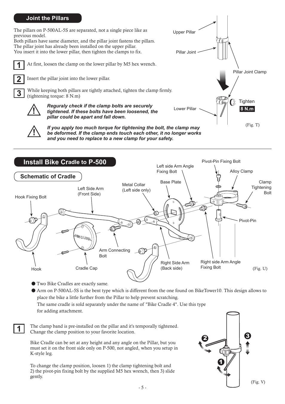 Install bike cr, P-500 | MINOURA P-500AL-5S User Manual | Page 5 / 8