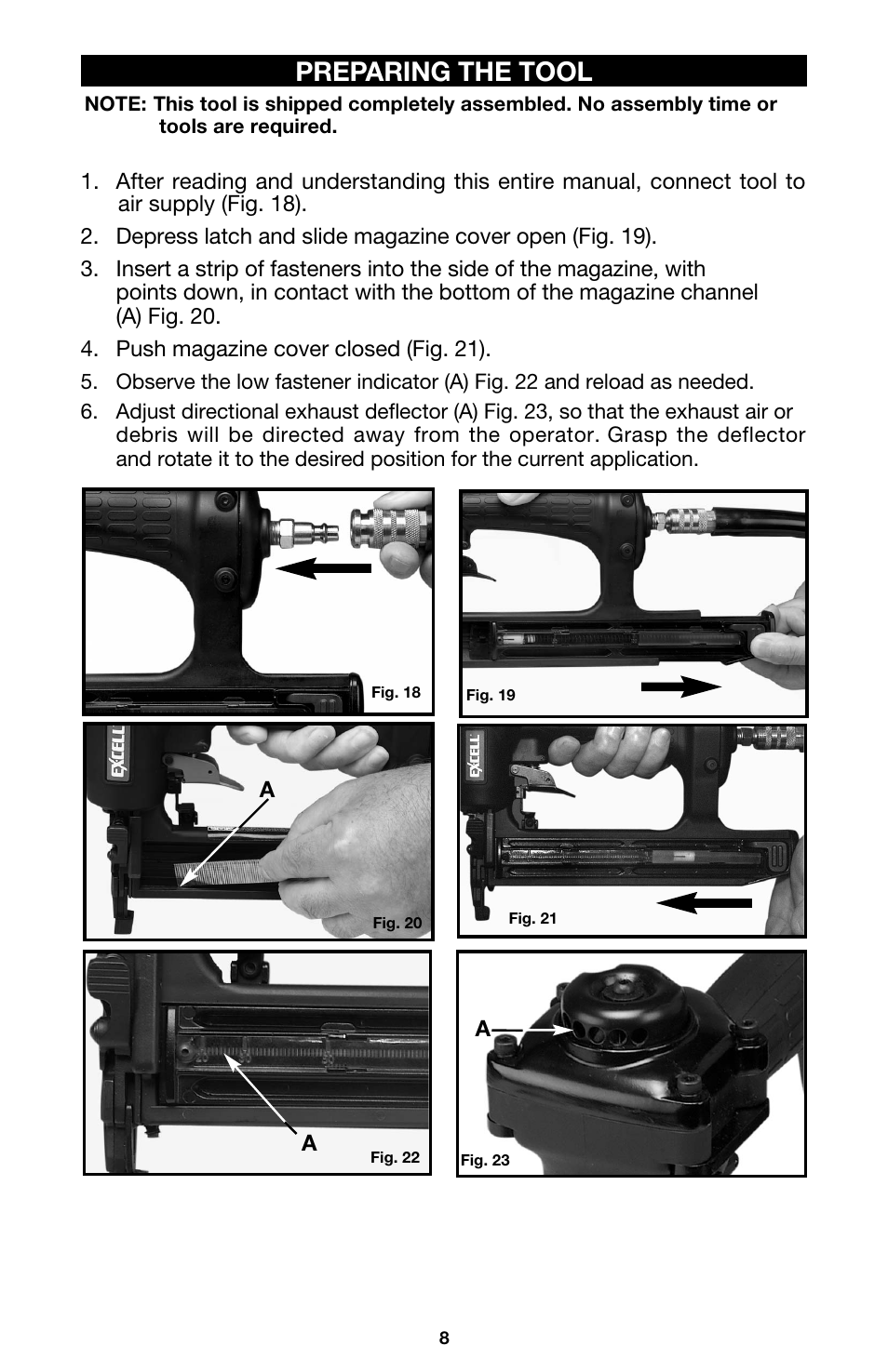 Preparing the tool | DeVillbiss Air Power Company Excell A05982 User Manual | Page 8 / 12