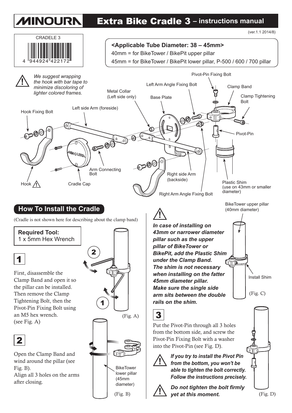 MINOURA Bike Cradle 3 User Manual | 2 pages