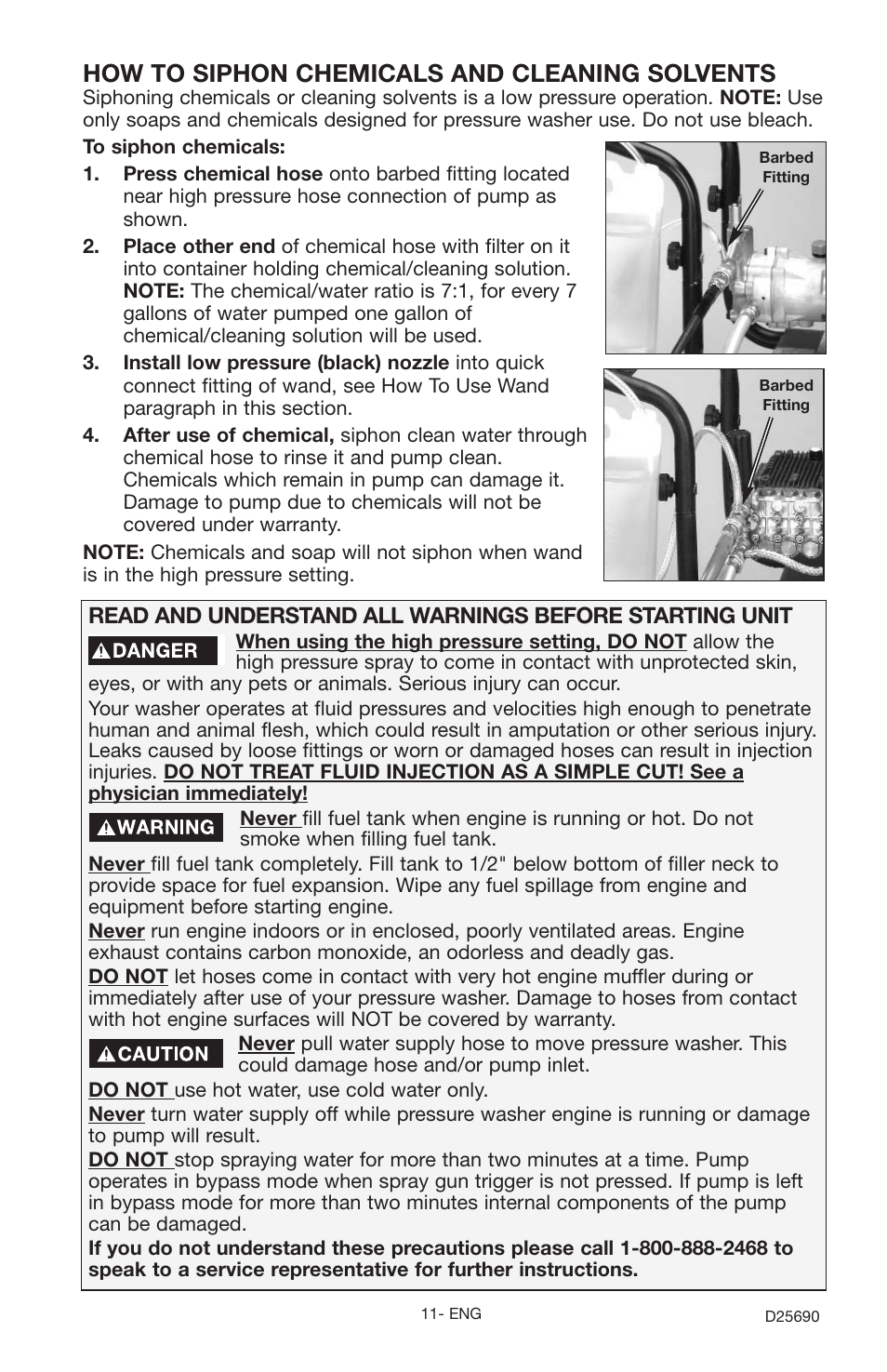 How to siphon chemicals and cleaning solvents | DeVillbiss Air Power Company DAPC D25690 User Manual | Page 11 / 20