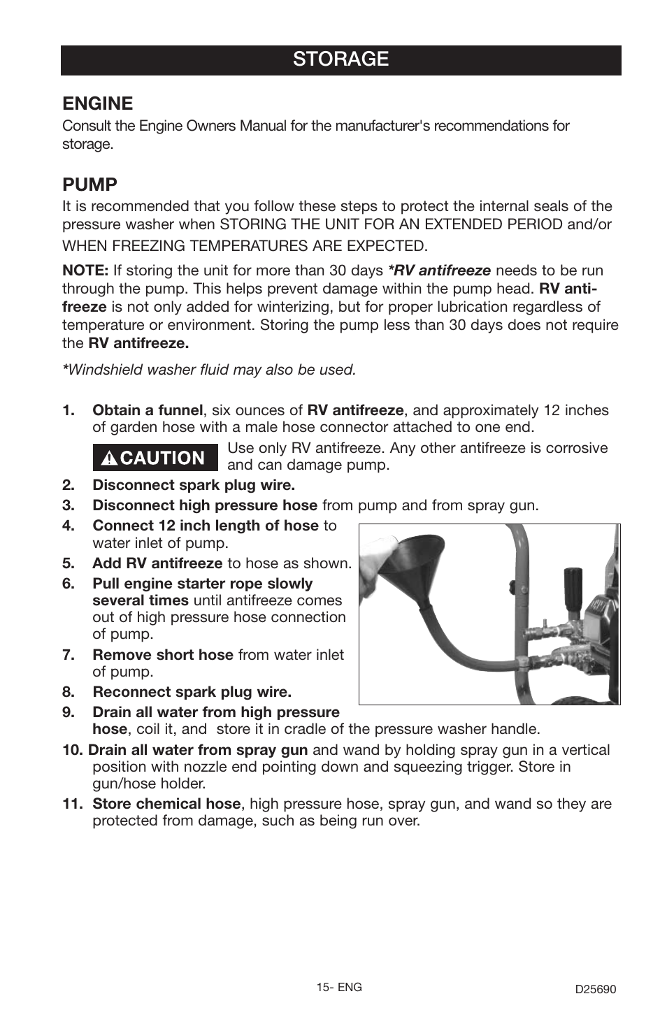 Storage, Engine, Pump | DeVillbiss Air Power Company DAPC D25690 User Manual | Page 15 / 20