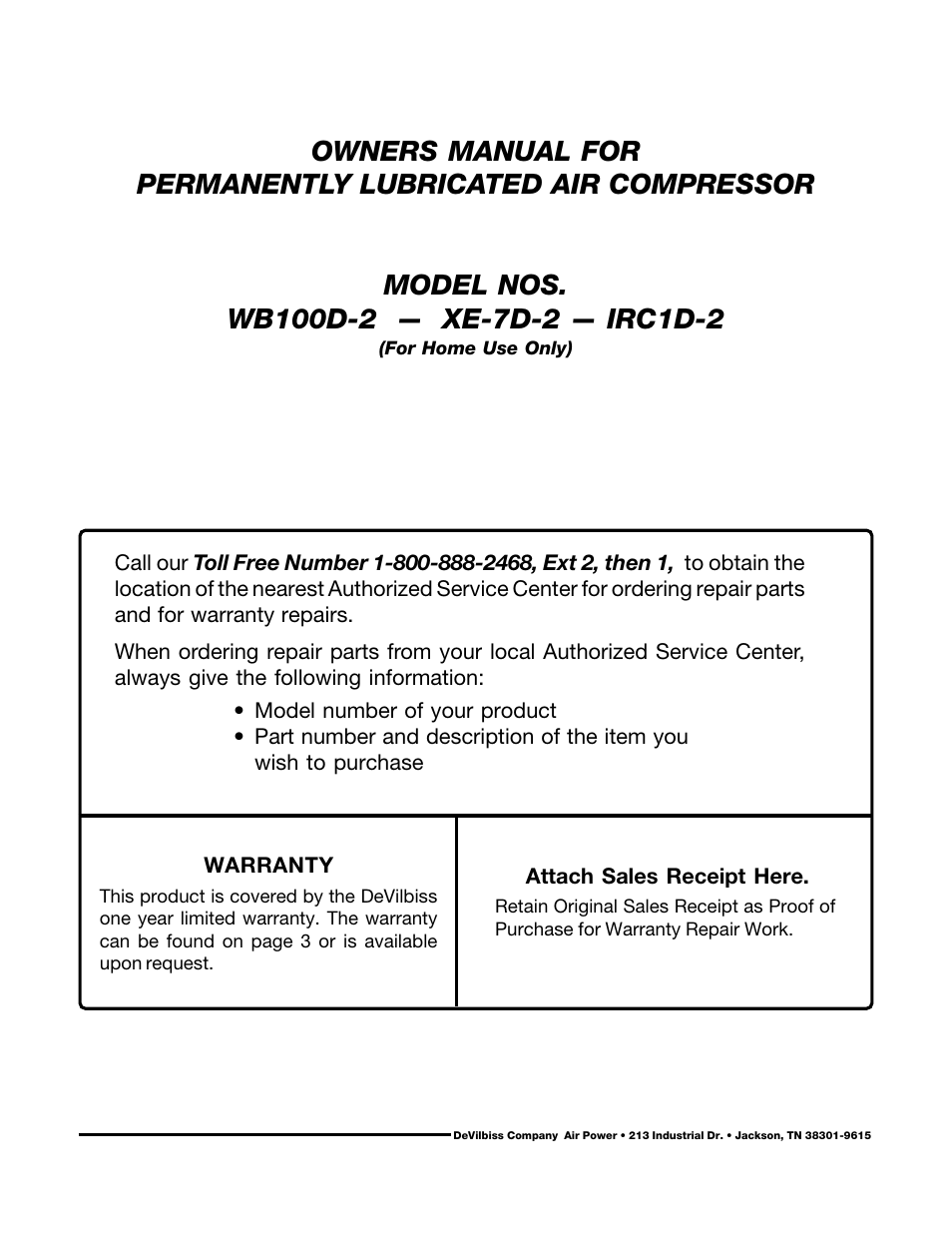 DeVillbiss Air Power Company MGP-XE-WB-C1D User Manual | Page 12 / 12