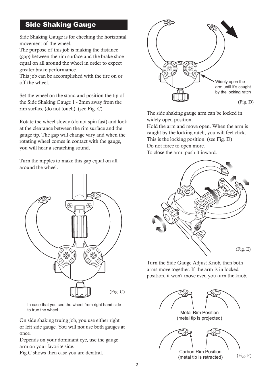 Side shaking gauge | MINOURA FT-1 Combo User Manual | Page 2 / 10