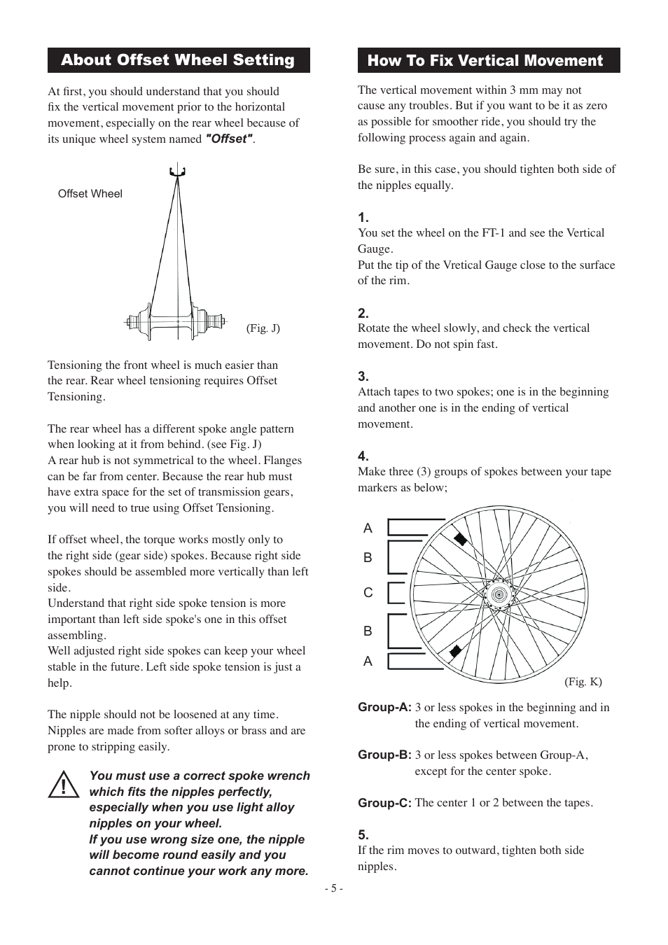 About offset wheel setting, How to fix vertical movement | MINOURA FT-1 Combo User Manual | Page 5 / 10