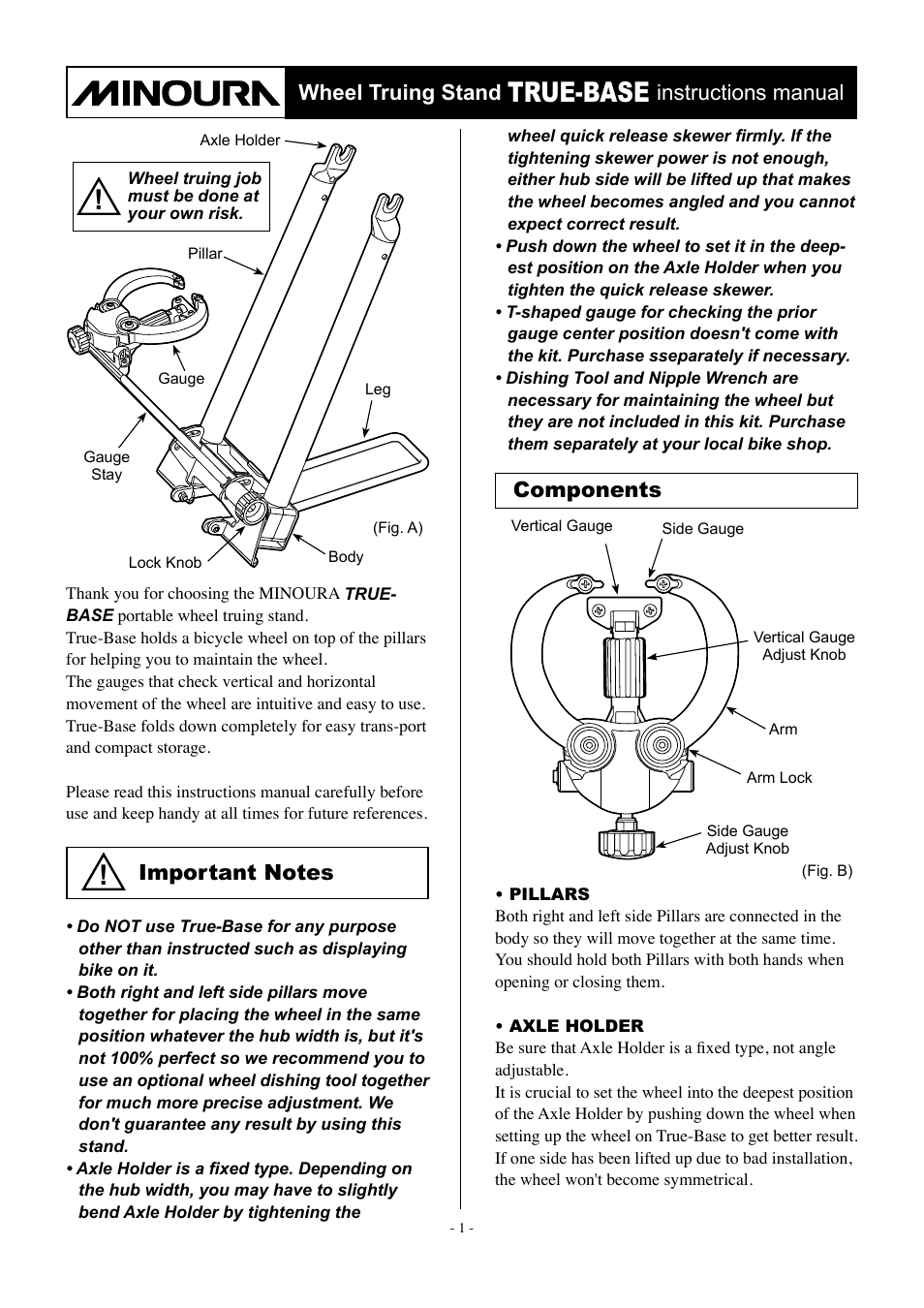 MINOURA True-Base User Manual | 7 pages