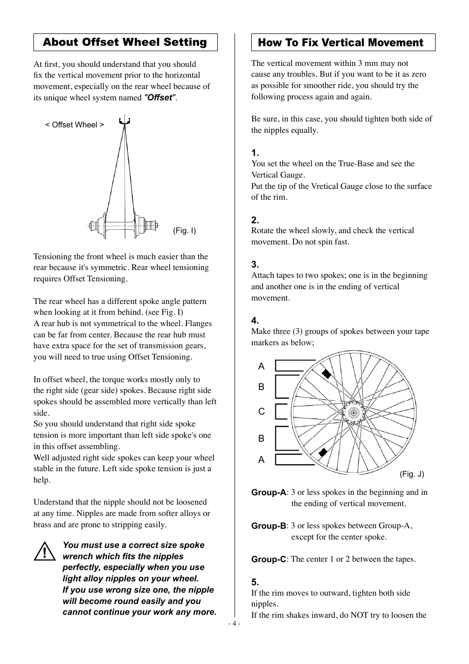 About offset wheel setting, How to fix vertical movement | MINOURA True-Base User Manual | Page 4 / 7