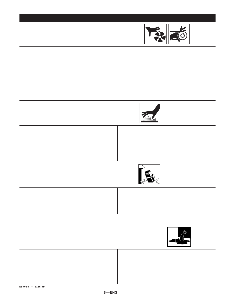 Hazard, Risk from moving parts, Risk of falling | DeVillbiss Air Power Company 102D-3 User Manual | Page 6 / 12