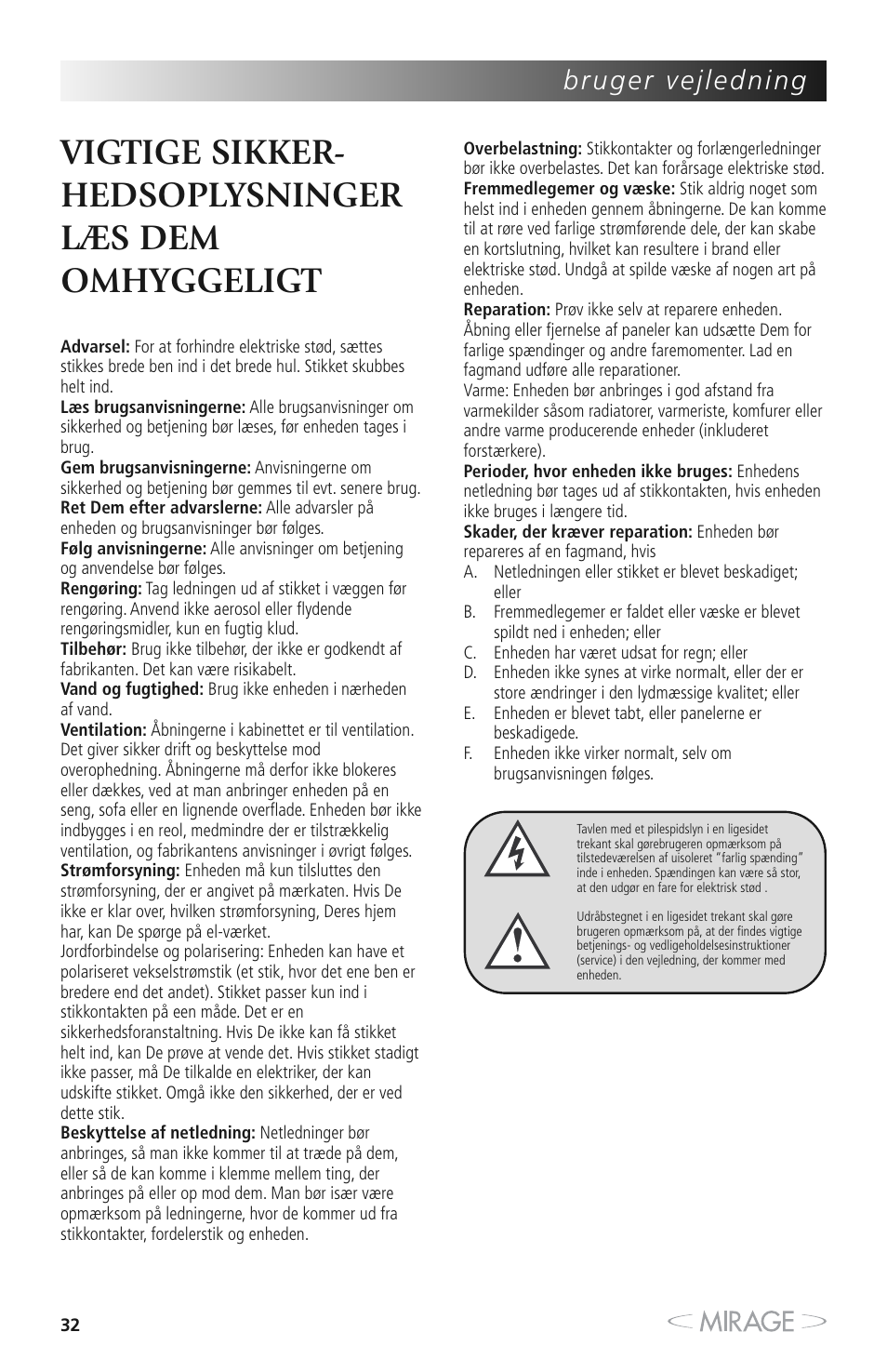 Mirage MX 5.1 User Manual | Page 32 / 72