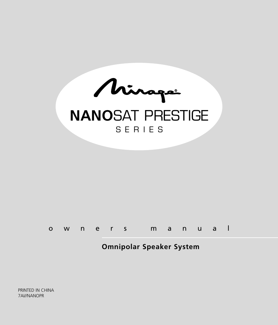 Mirage Nanosat® Prestige User Manual | 44 pages